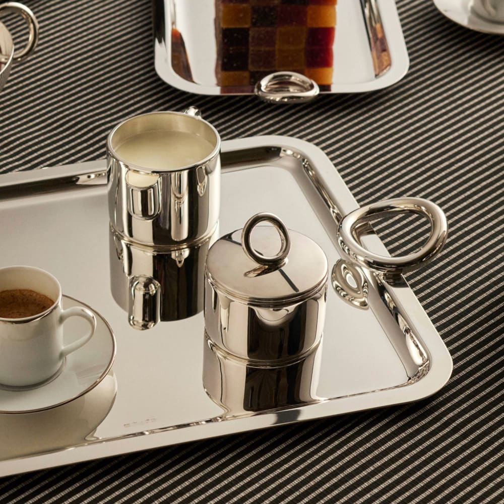 Rectangular tray with handles 53x42cm Vertigo Silver plated